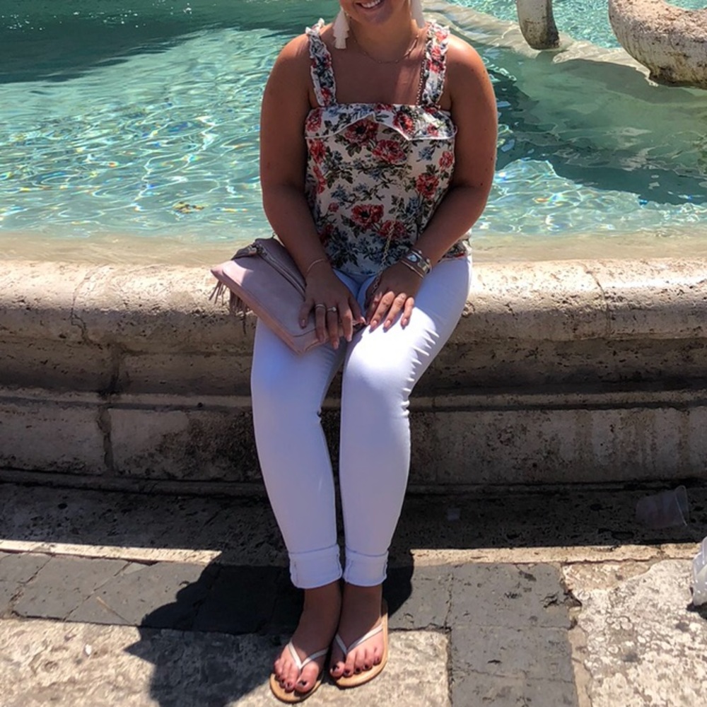 AMERICAN EAGLE EYELET FLORAL TANK TOP - Picture 10 of 10